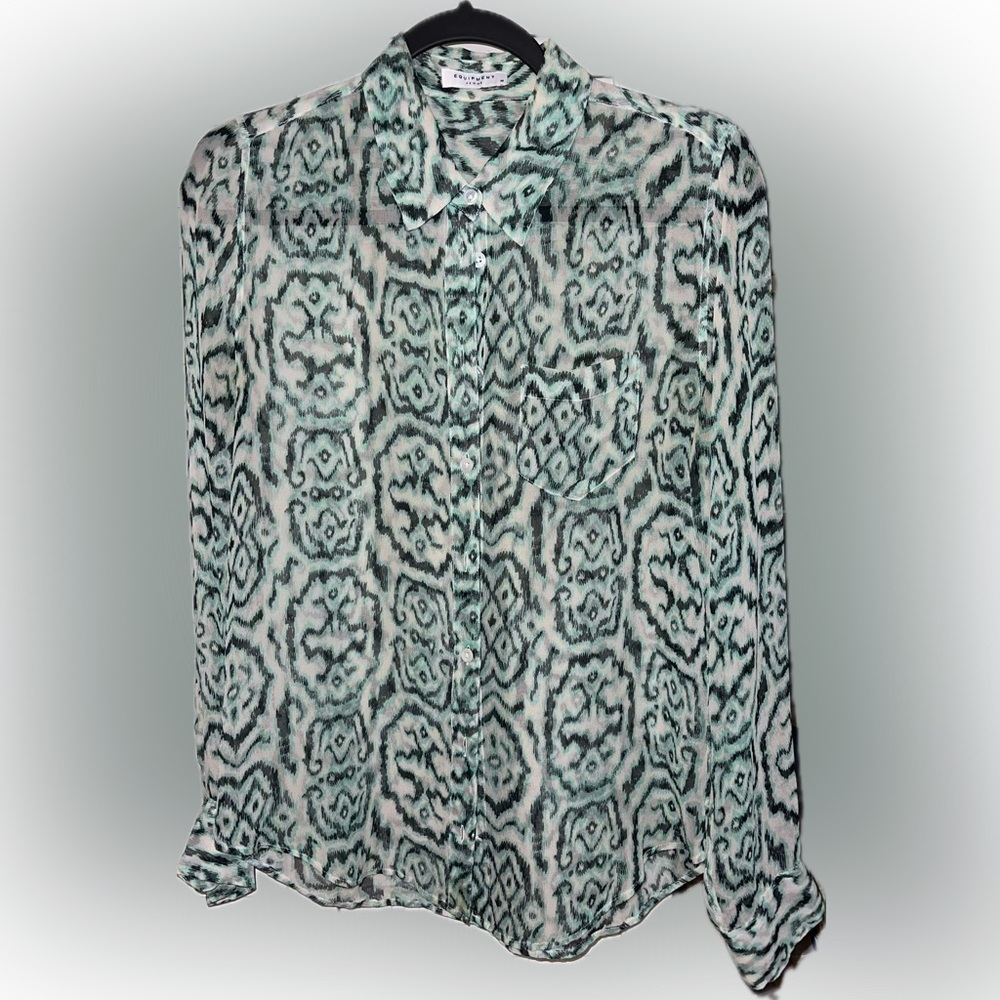 EQUIPMENT
Essential Snake-Print Button-Front Blouse